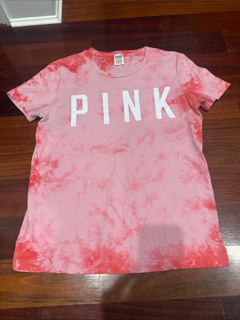 PINK Victoria's Secret Tie-Dye Logo Tee - Pink & Coral